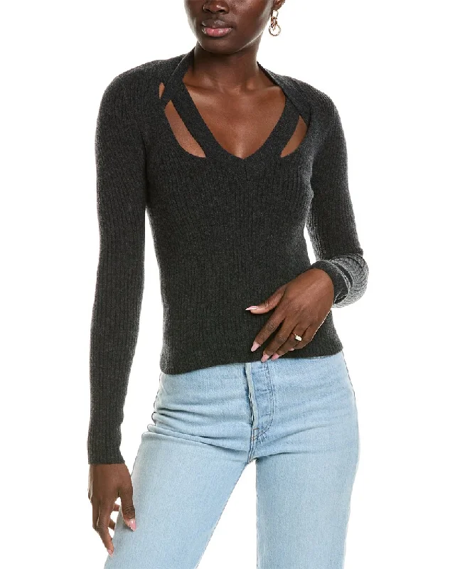 Scoop Neck Knit Tops27 Miles Malibu womens  Braided Wool & Cashmere-Blend Sweater, xs, Black