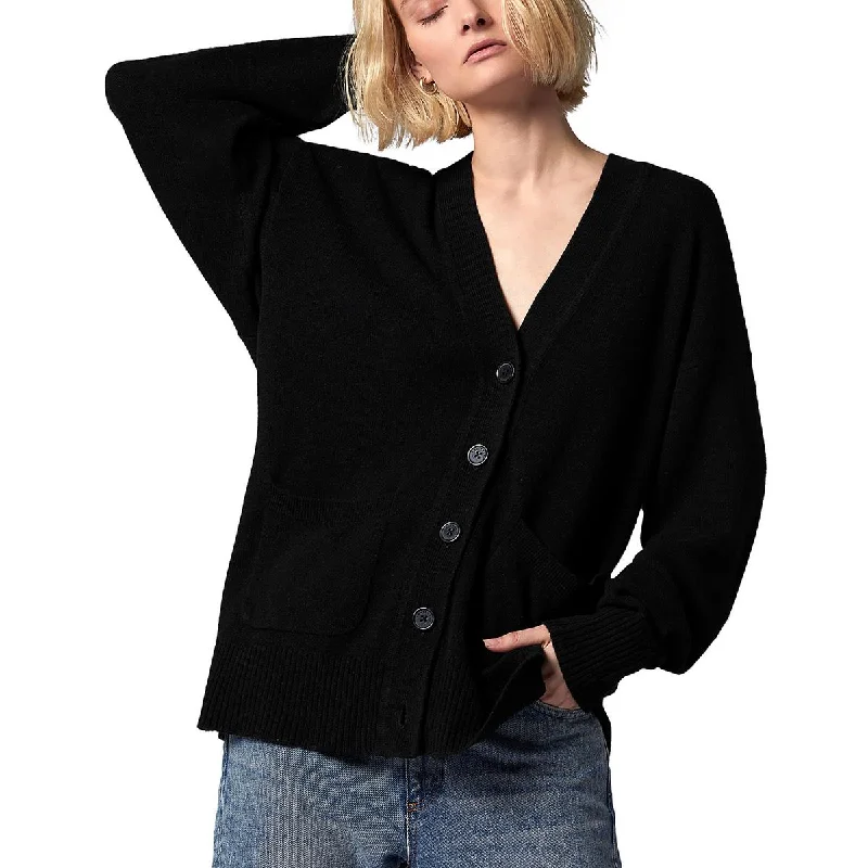 Equipment Femme Womens Clemence Ribbed Trim  Cashmere Cardigan SweaterBold cardigan