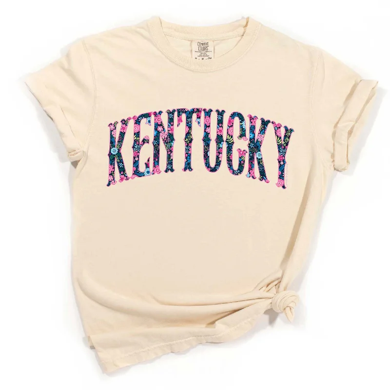 Floral Kentucky Arch Short Sleeve T-ShirtVelvet Short Sleeve TopsVelvet Short Sleeve Tops