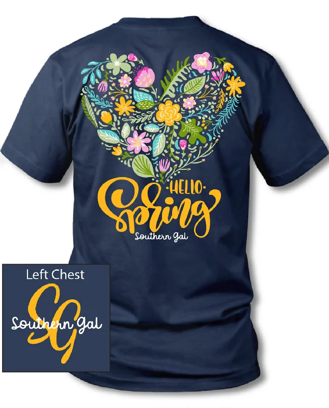 Southern Gal Spring Heart Short Sleeve TeeGym Short Sleeve TopsGym Short Sleeve Tops