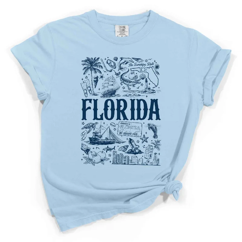 Florida Collage Short Sleeve T-ShirtCrewneck Short Sleeve TopsCrewneck Short Sleeve Tops