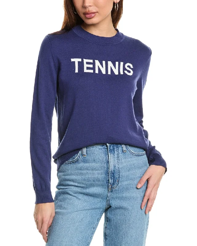 Metallic Knit TopsHannah Rose Tennis Intarsia Cashmere-Blend Sweater