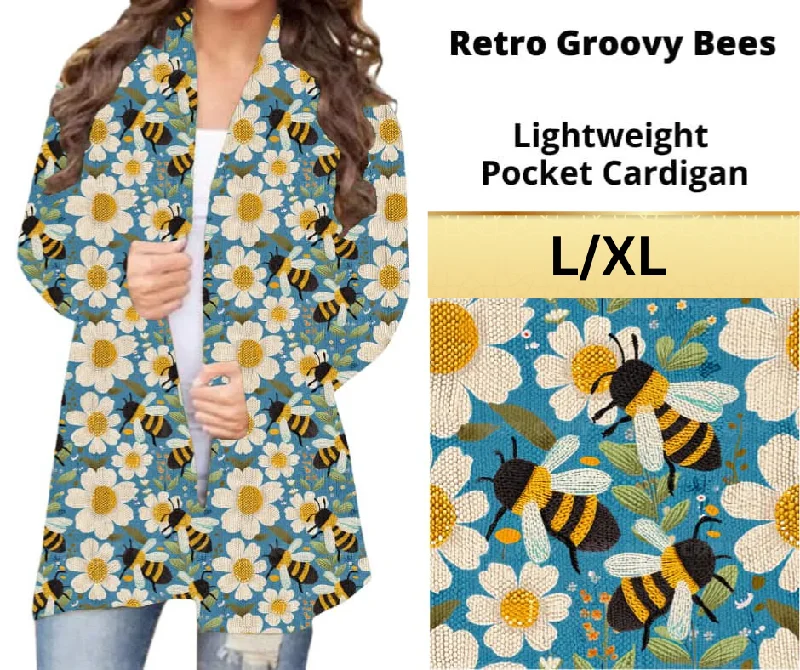 Retro Groovy Bees Pocket CardiganCustom cardigan