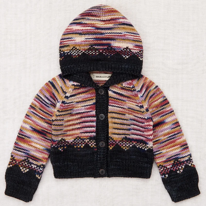 EXCLUSIVE Baby Pinecone Hooded Cardigan in Solstice Space Dye by Misha & PuffAnti-pill cardigan