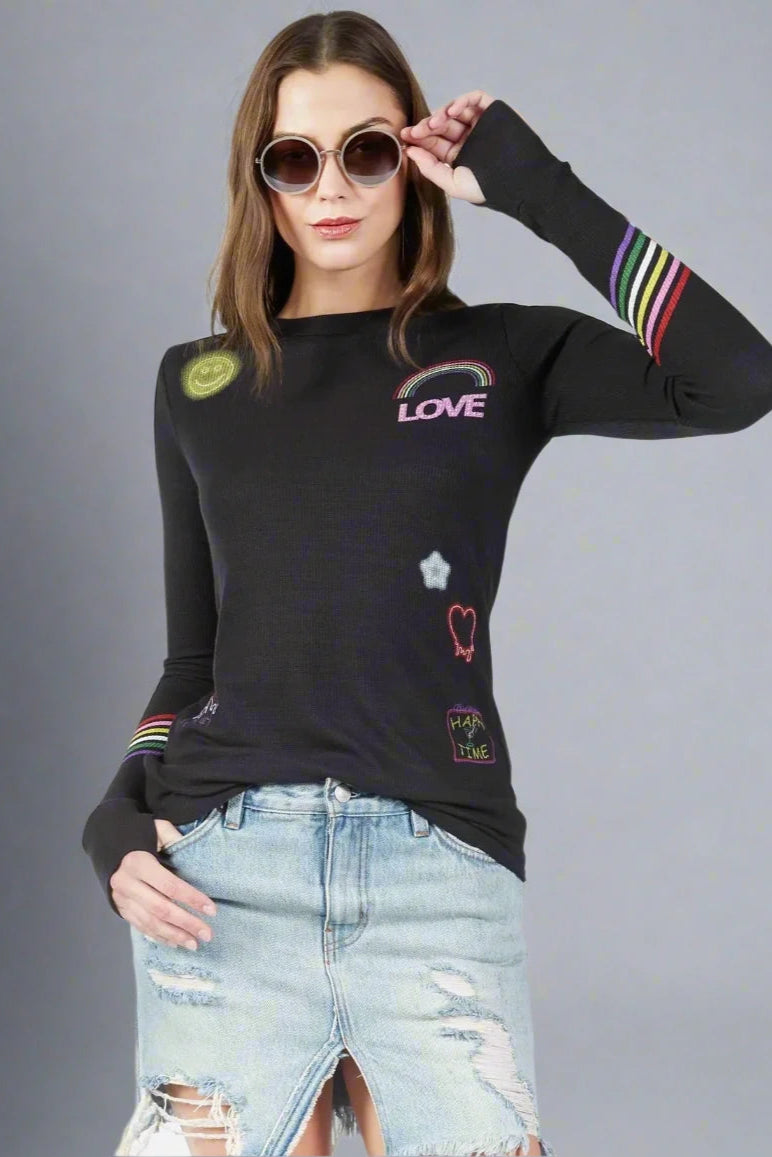 Polyester HoodiesLauren Moshi Mckinley Neon Signs Thermal Top