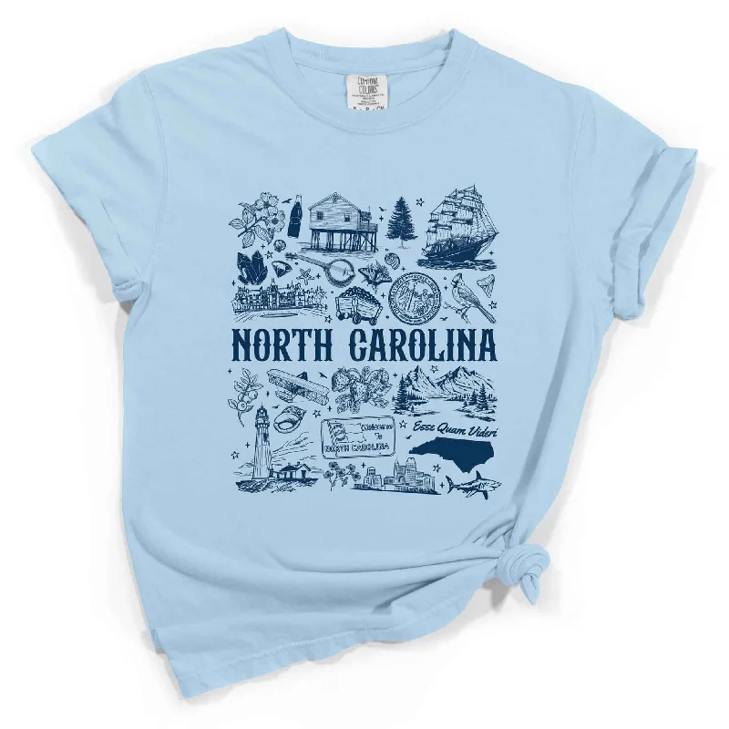 North Carolina Collage Short Sleeve T-ShirtFitted Short Sleeve TopsFitted Short Sleeve Tops