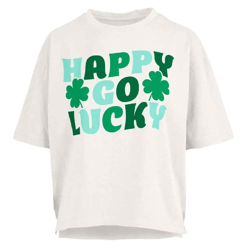 Happy Go Lucky Short Sleeve T-ShirtFrench Terry Short Sleeve TopsFrench Terry Short Sleeve Tops