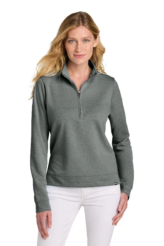 High-Fashion SweatshirtsTravisMathew Womens Coveside Wrinkle Resistant 1/4 Zip Sweatshirt - Heather Dark Grey - NEW