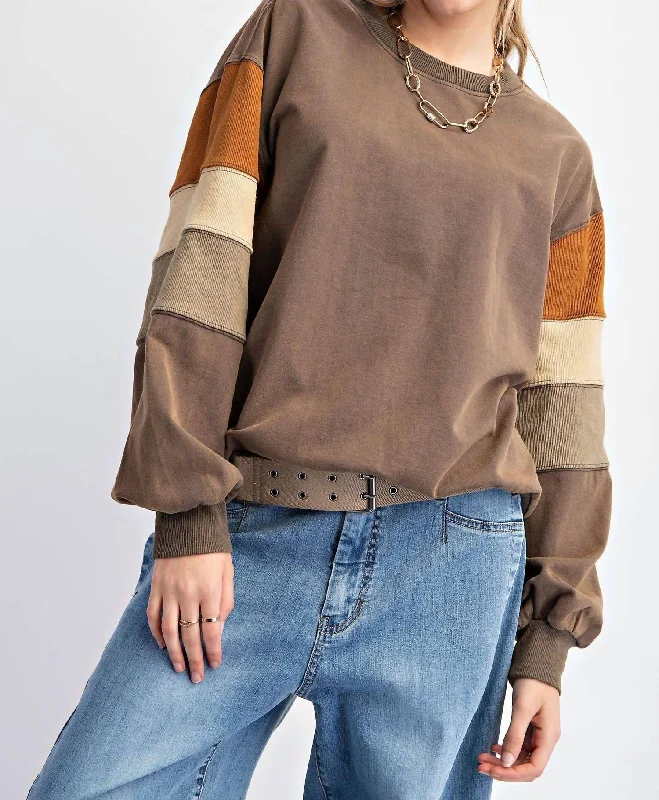 Running Knit TopsMineral Wash Sweatshirt In Brown