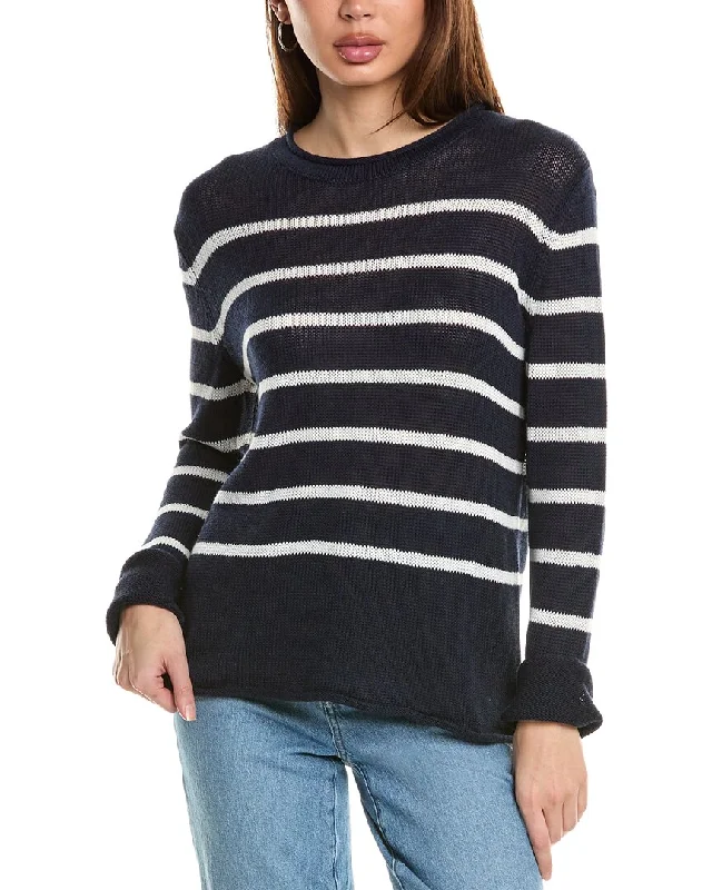 Sheer Knit TopsHannah Rose Striped Cashmere-Blend Sweater