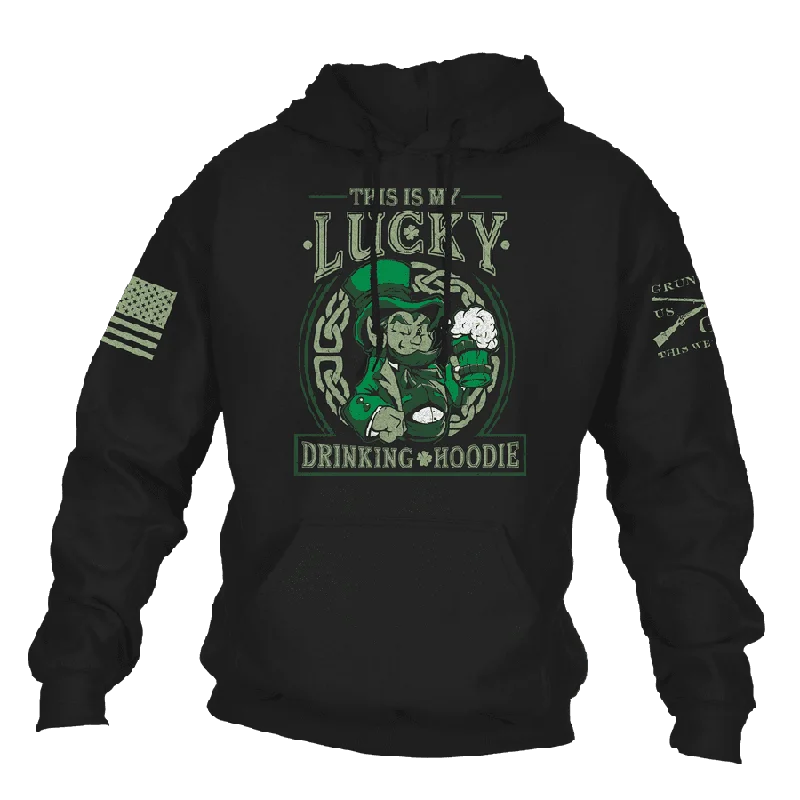 Hip-Hop HoodiesLucky Drinking Hoodie - Black