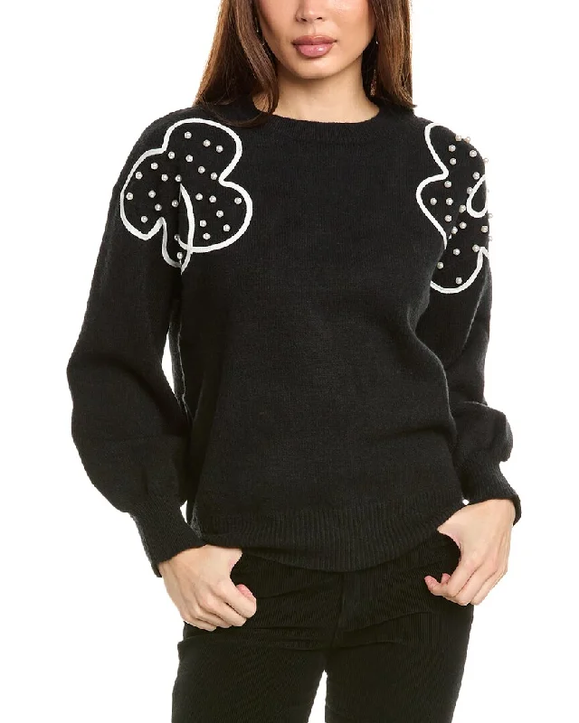 Ribbed Knit TopsGracia Floral Embroidered Sweater