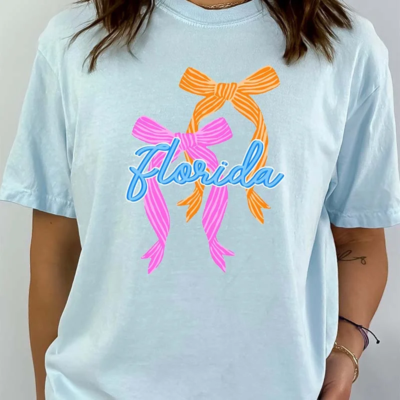 Florida Bows Short Sleeve T-ShirtTie-Dye Short Sleeve TopsTie-Dye Short Sleeve Tops