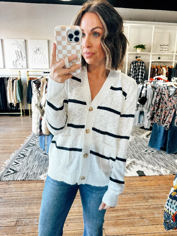 Lightweight Striped Cardigan-2 ColorsPatchwork cardigan