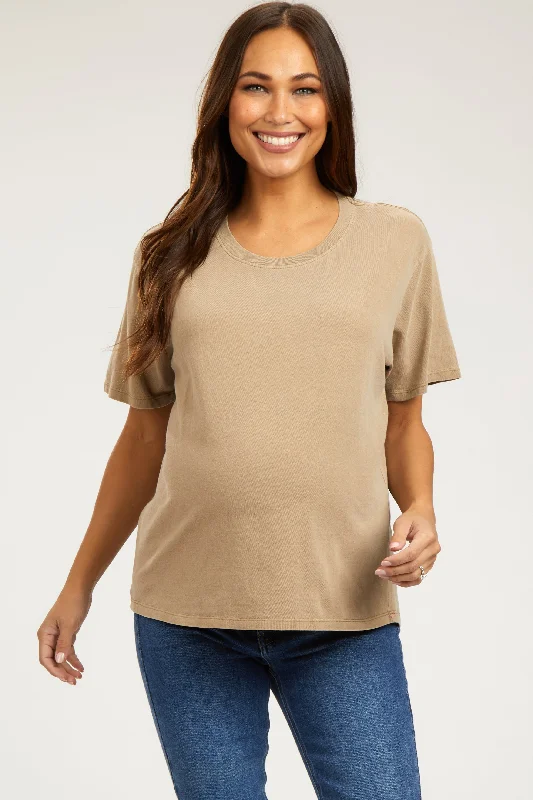 Mocha Short Sleeve Maternity TopStreetwear Short Sleeve TopsStreetwear Short Sleeve Tops