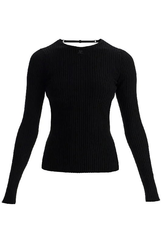 Outdoor Knit TopsCourreges Women's Viscose And Polyester Sweater With Drop Neckline