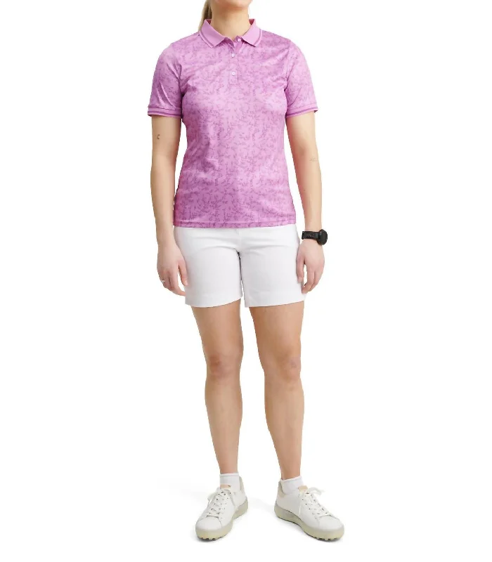 Linen polo shirtWomen Cherry Polo In Iris Flower