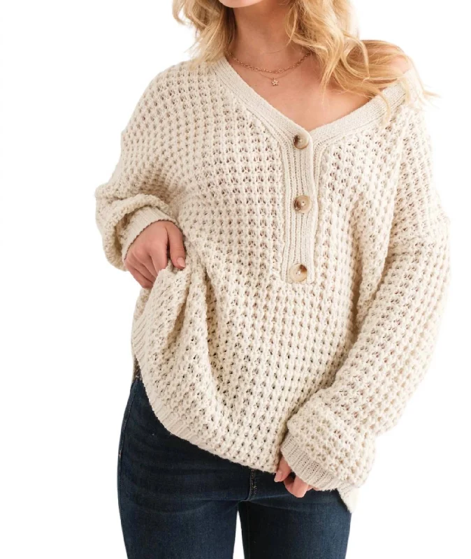 Cycling Knit TopsBest Of My Heart Henley Sweater In Beige