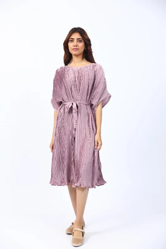 PLEATED FABRIC KIMONO DRESS