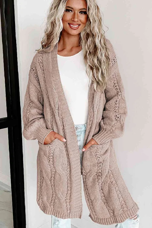 Cable-Knit Dropped Shoulder CardiganStriped cardigan