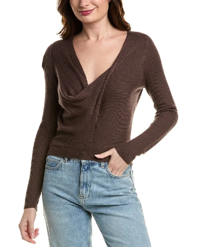 Lace Knit TopsLYR by Splendid Loopknit Surplice Cashmere-Blend Sweater