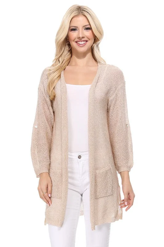 SS See Through Stitch Sweater Long CardiganCotton cardigan