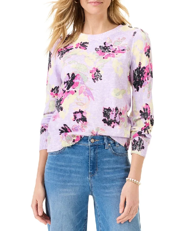 Outdoor Knit TopsNIC+ZOE Tossed Florals Cashmere-Blend Sweater