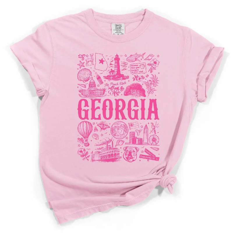 Georgia Collage Short Sleeve T-ShirtCotton Short Sleeve TopsCotton Short Sleeve Tops