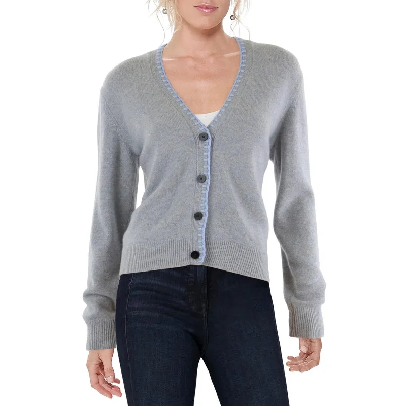 Theory Womens Contrast Trim Knit Cardigan SweaterFormal cardigan