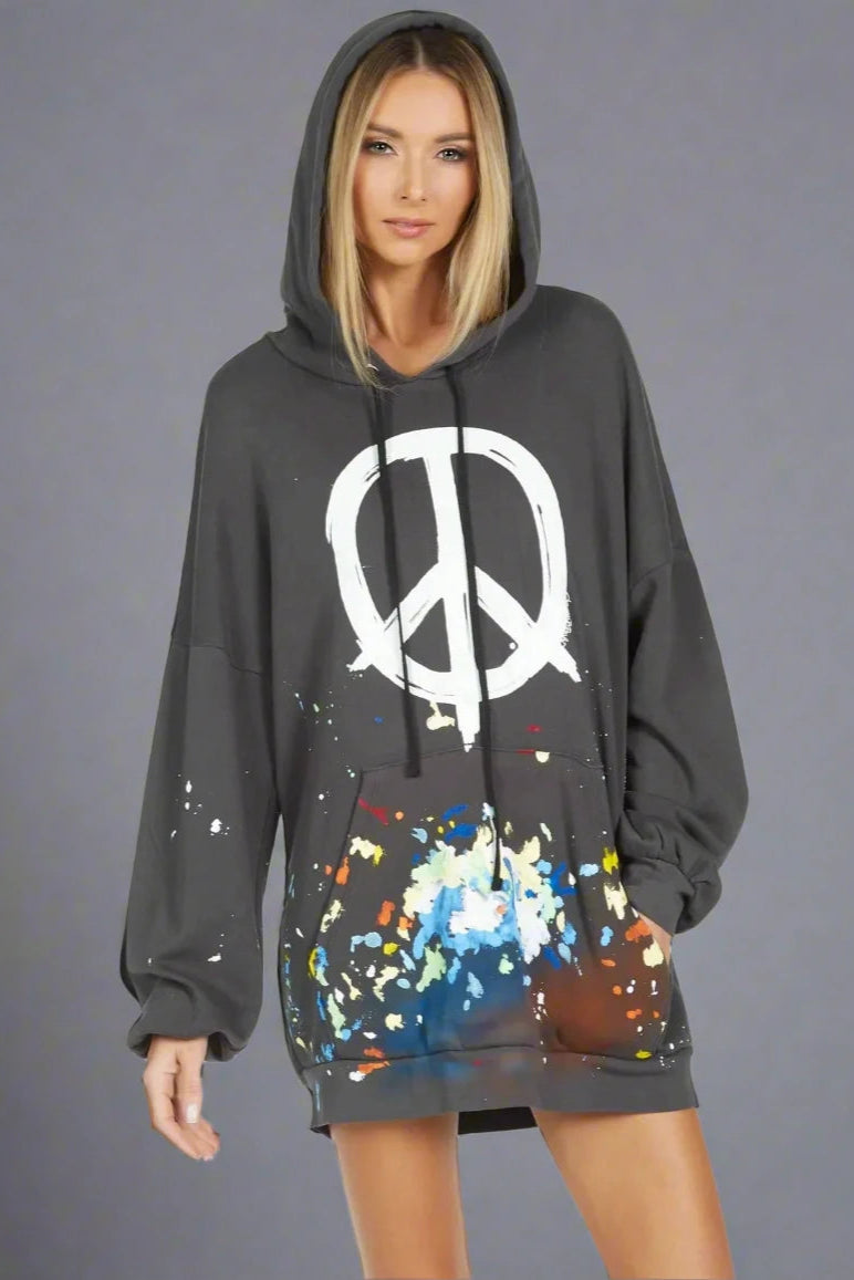 Layered SweatshirtsLauren Moshi Desiree Brush Peace Hoodie Dress