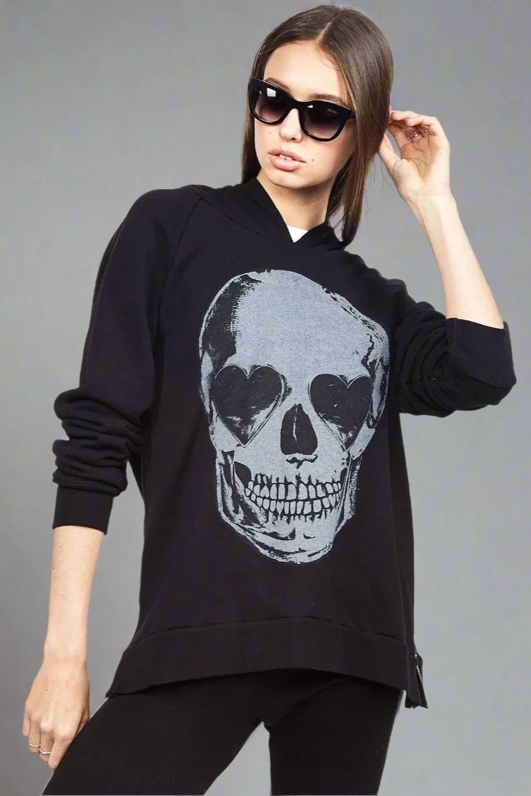 Asymmetrical HoodiesLauren Moshi Corbin Heart Eye Skull Pullover