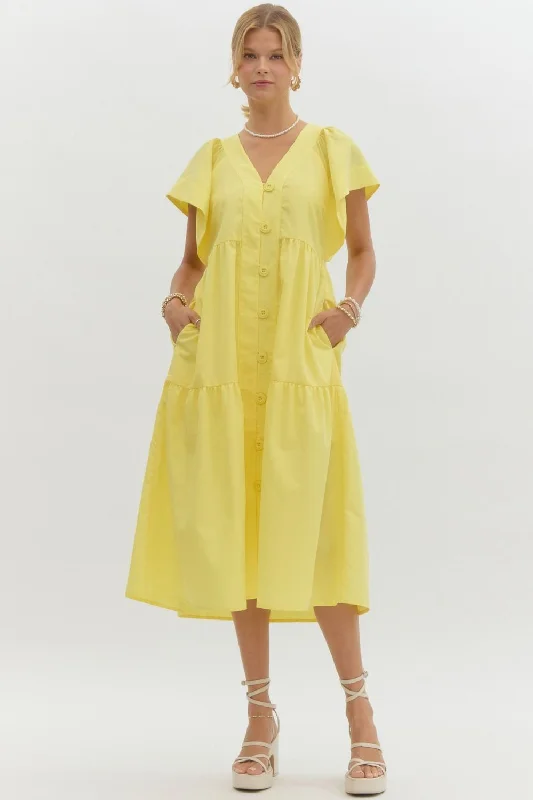 Sunlit Morning Yellow Midi Dress