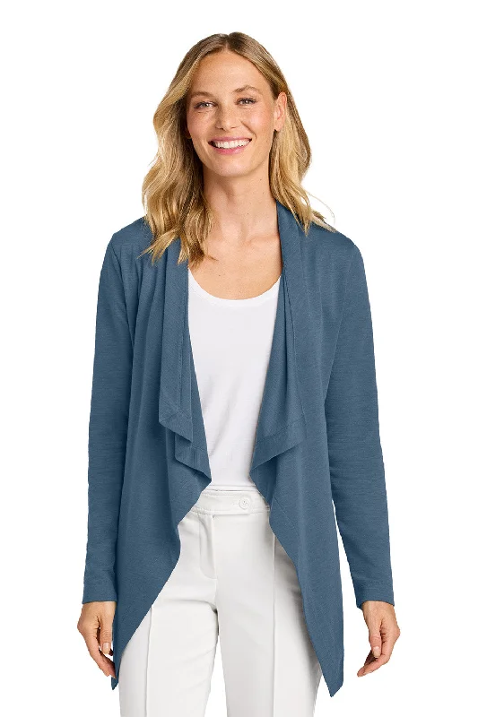 Port Authority Womens Breakwater Open Front Long Sleeve Cardigan Sweater w/ Pockets - Dusk Blue - NEWButton-up cardigan