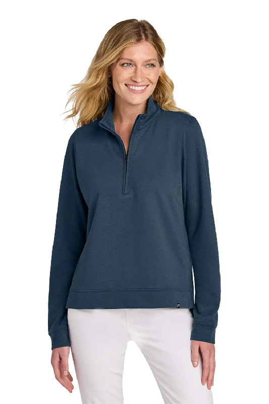 Streetwear HoodiesTravisMathew Womens Coveside Wrinkle Resistant 1/4 Zip Sweatshirt - Blue Nights - NEW