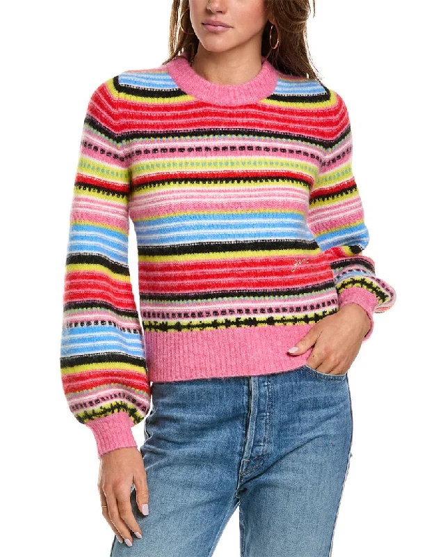 Tasseled Knit TopsGANNI Soft Stripe Wool-Blend Sweater