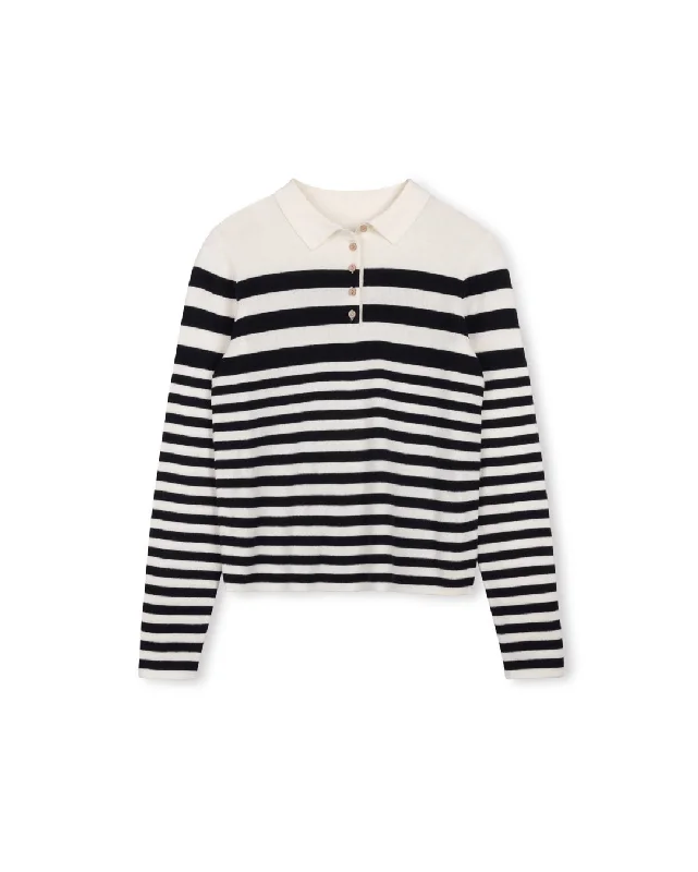 Patched polo shirtKnit Stripe Polo Top