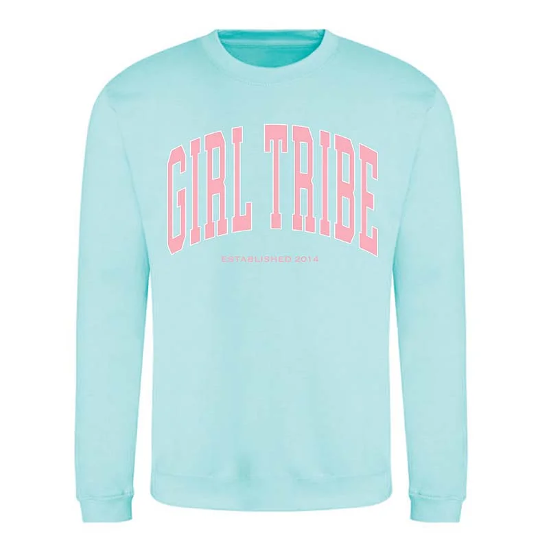 Fleece SweatshirtsGirl Tribe Arch Crewneck Sweatshirt in Peppermint