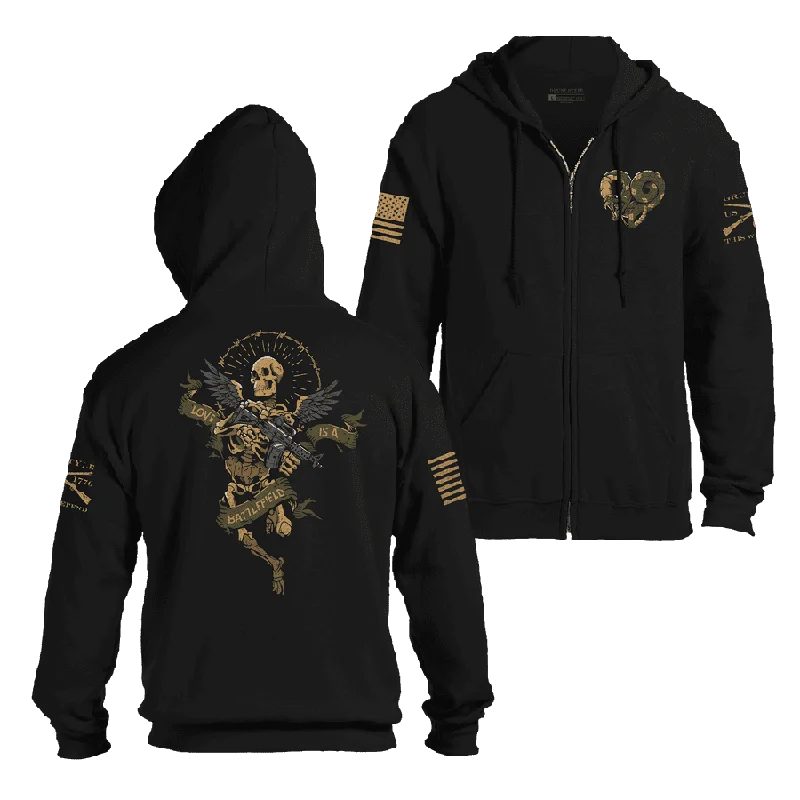 Designer SweatshirtsLove Is A Battlefield Full-Zip Hoodie - Black