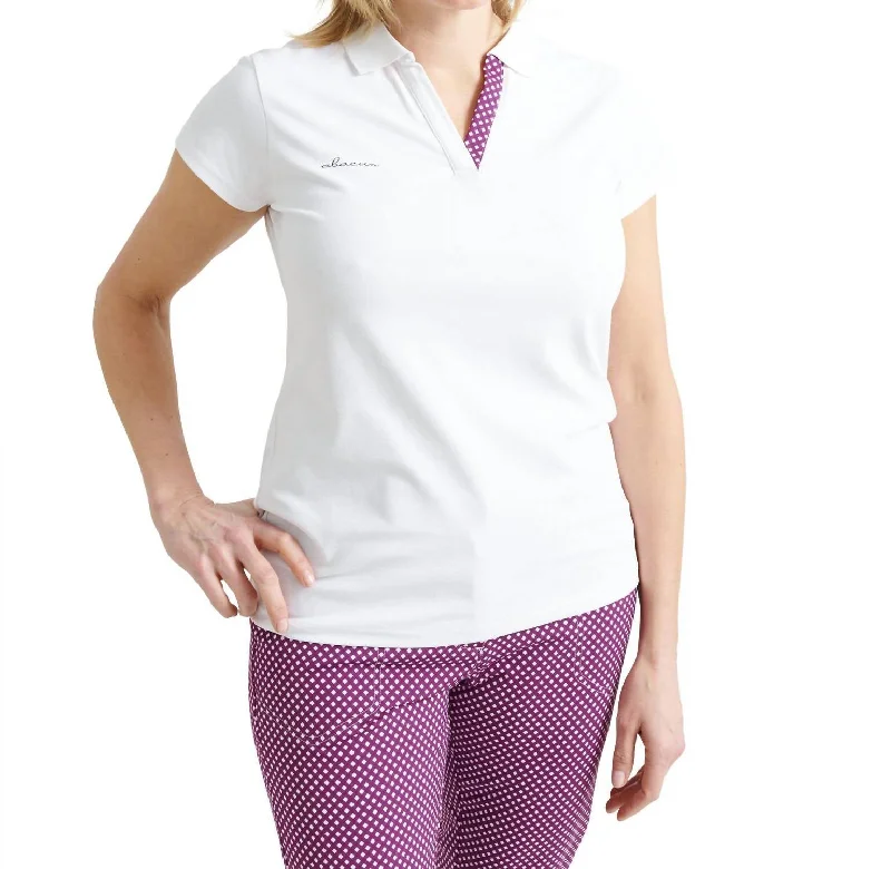 Formal polo shirtWomen Merion Cupsleeve Polo In Violet Check