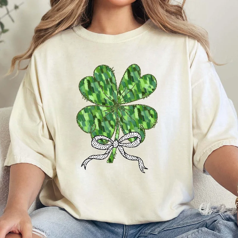 Shamrock Bow Short Sleeve T-ShirtYoga Short Sleeve TopsYoga Short Sleeve Tops