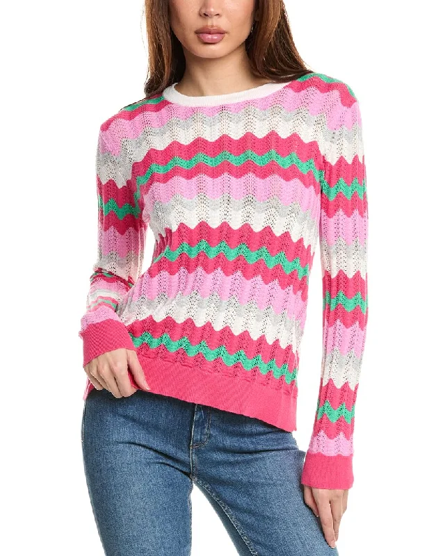 Longline Knit TopsHannah Rose Zig Zag Pattern Cashmere-Blend Sweater