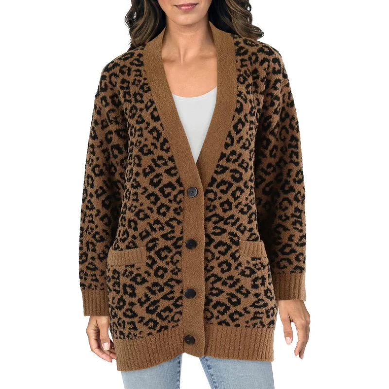 Ugg Womens Knit Animal Print Cardigan SweaterRibbed cardigan