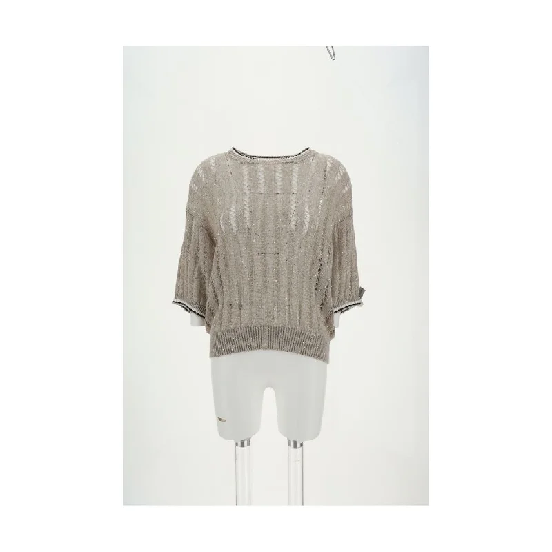 Lounge Knit TopsBrunello Cucinelli Openwork knit pattern Sweater with Women's sequins