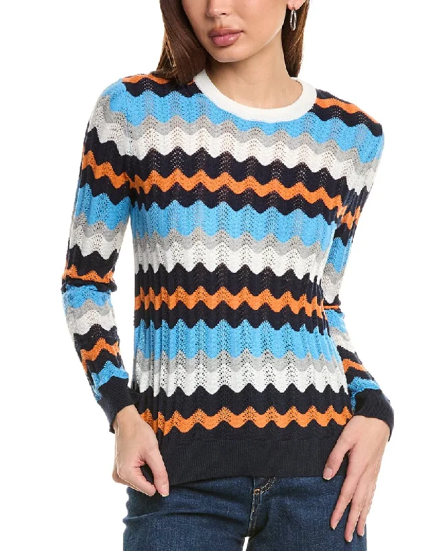 Band Merch Knit TopsHannah Rose Zig Zag Pattern Cashmere-Blend Sweater