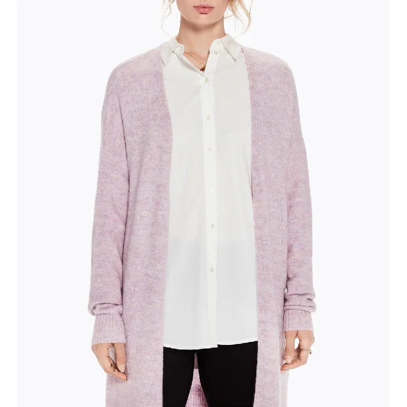 Longline Fluffy Wool Cardigan (Lilac Melange)Cotton cardigan