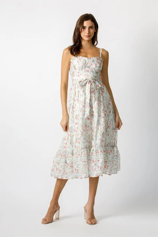 Ivory Multi Floral Midi Dress