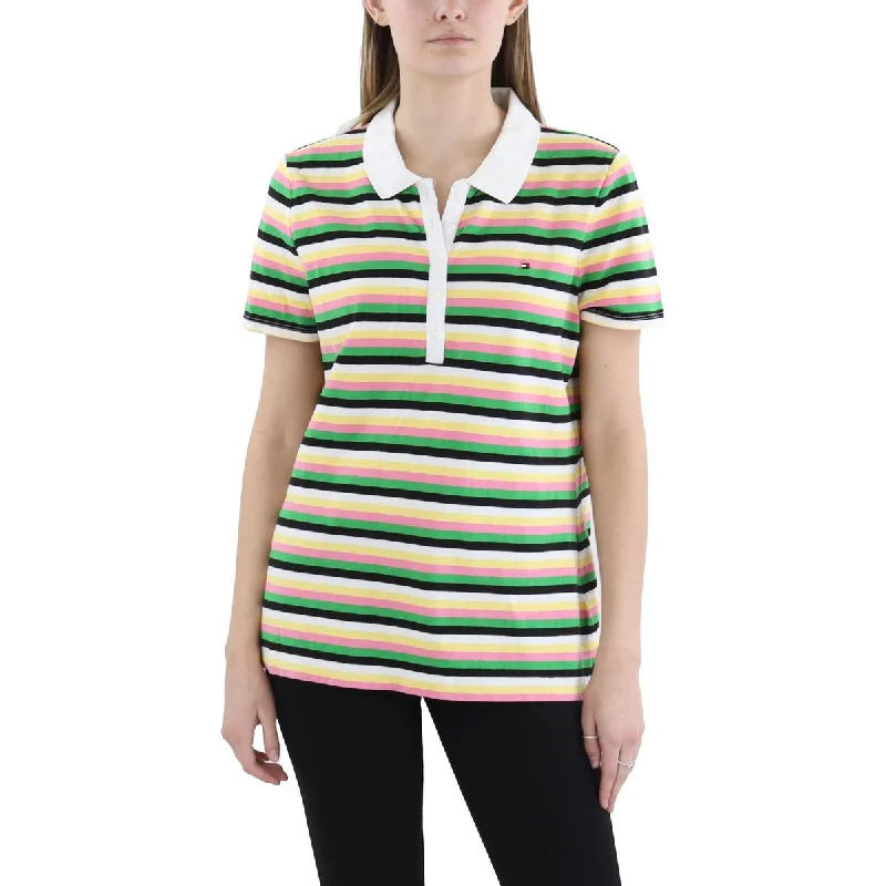 Windproof polo shirtWomens Cotton Front Zip Polo Top