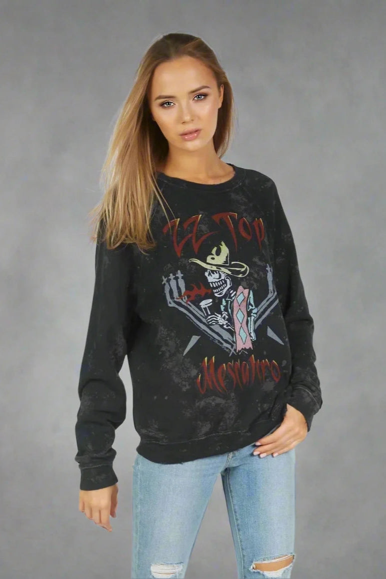 Striped SweatshirtsLauren Moshi Anela ZZ Top Band Sweater