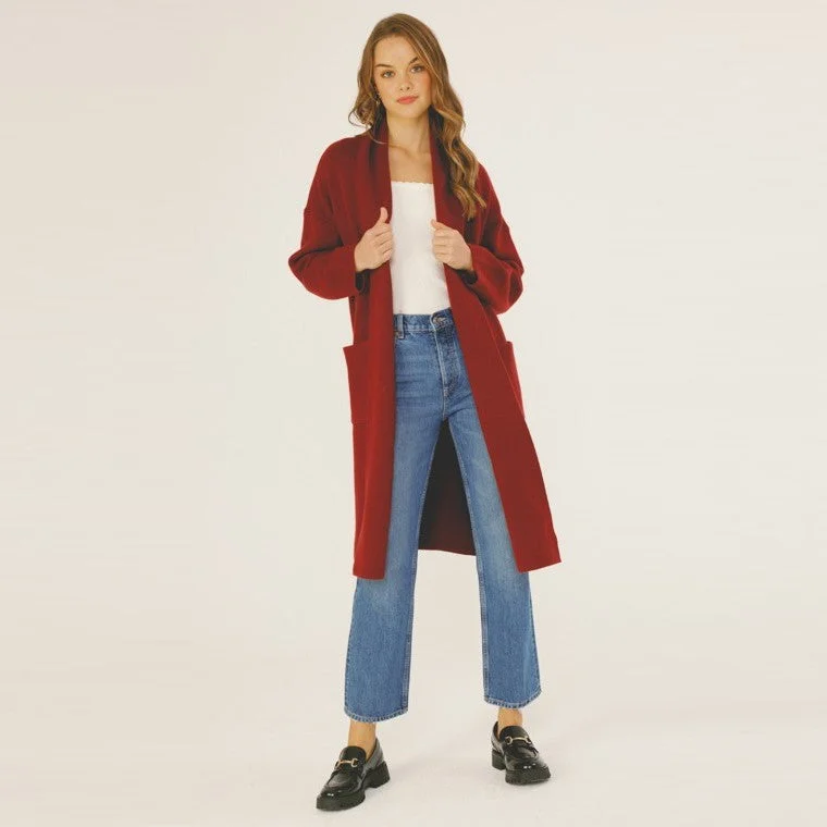 Long Sleeve Cardigan (Beetroot)Minimalist cardigan