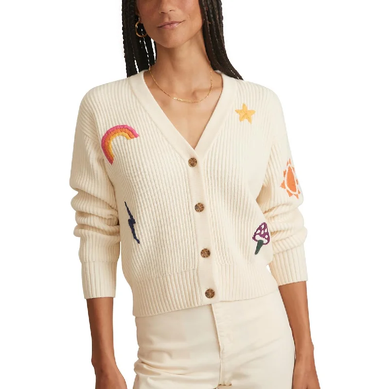 Marine Layer Womens Robin Knit Embroidered Cardigan SweaterBright cardigan